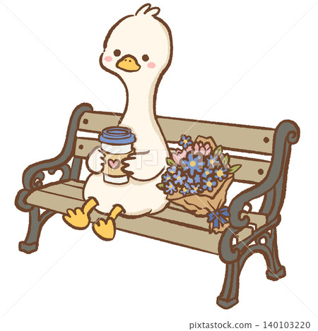 Cute Long Neck Goose Relaxing On Ornate Paris Park Bench With Takeaway Coffee And Blue Hydrangea Flowers French Cafe Clipart Illustration Cute Long Neck Goose Relaxing On Ornate Paris Park Bench With Takeaway Coffee And Blue Hydrangea Flowers French Cafe Clipart Illustration 140103220
