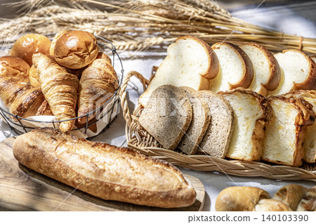 Lots of delicious-looking bread lined up Lots of delicious-looking bread lined up 140103390