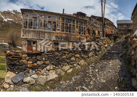 mountainous village of Ushguli in the Svaneti region, Georgia mountainous village of Ushguli in the Svaneti region, Georgia 140103538