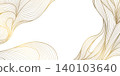 Luxury gold line wave pattern, Japanese ocean motif, flowing silk textures. Elegant vector design, abstract curves, geometric art deco elements, organic shapes, premium packaging, wine label. 140103640