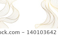 Luxury gold line wave pattern, Japanese ocean motif, flowing silk textures. Elegant vector design, abstract curves, geometric art deco elements, organic shapes, premium packaging, wine label. 140103642