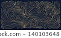 Elegant gold line floral pattern, leaves, botanical elements dark background. Luxury vector illustration, Art Deco, Nouveau, Japanese ornament, vintage aesthetic, wallpapers, wedding card 140103648