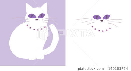 White cat, hand-drawn illustration material (transparent background/PNG/JPEG) White cat, hand-drawn illustration material (transparent background/PNG/JPEG) 140103754