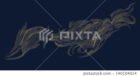 Luxury abstract gold wave pattern with elegant line art, dark background. Japanese and Chinese vector design flowing curves, cloud, water motifs, organic shapes, smooth silk texture Luxury abstract gold wave pattern with elegant line art, dark background. Japanese and Chinese vector design flowing curves, cloud, water motifs, organic shapes, smooth silk texture 140104024