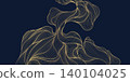Luxury abstract gold wave pattern with elegant line art, dark background. Japanese and Chinese vector design flowing curves, cloud, water motifs, organic shapes, smooth silk texture 140104025