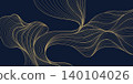 Luxury abstract gold wave pattern with elegant line art, dark background. Japanese and Chinese vector design flowing curves, cloud, water motifs, organic shapes, smooth silk texture 140104026