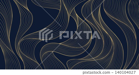 Luxury abstract gold wave pattern with elegant line art, dark background. Japanese and Chinese vector design flowing curves, cloud, water motifs, organic shapes, smooth silk texture Luxury abstract gold wave pattern with elegant line art, dark background. Japanese and Chinese vector design flowing curves, cloud, water motifs, organic shapes, smooth silk texture 140104027