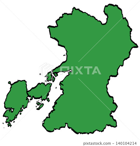 熊本縣地圖插圖(綠色/筆觸風格)日式風格 熊本縣地圖插圖(綠色/筆觸風格)日式風格 140104214