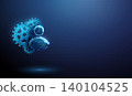 3D blue gears and avatar. Automation process, settings, virtual assistant, configuration, optimization, engineering, productivity, mechanism, integration concept 140104525