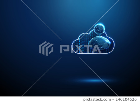 3D blue cloud and avatar. Cloud computing, data storage, online backup, virtual assistant, account, network service, hosting, connectivity, synchronization concept 3D blue cloud and avatar. Cloud computing, data storage, online backup, virtual assistant, account, network service, hosting, connectivity, synchronization concept 140104526