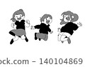 Three children jumping 140104869