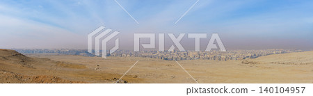 Panoramic View of Cairo City from Giza Plateau Panoramic View of Cairo City from Giza Plateau 140104957