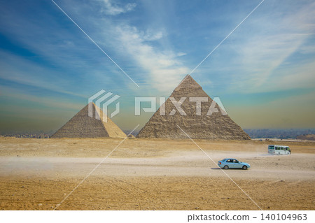 The Great Pyramids of Giza in Cairo Egypt The Great Pyramids of Giza in Cairo Egypt 140104963