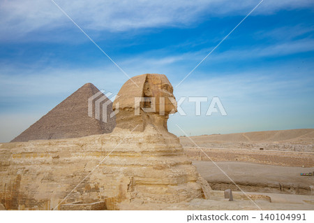 The Great Sphinx and Pyramid of Giza in Cairo, Egypt The Great Sphinx and Pyramid of Giza in Cairo, Egypt 140104991