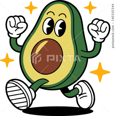 Cute Running Avocado Cartoon Character Illustration Cute Running Avocado Cartoon Character Illustration 140105344