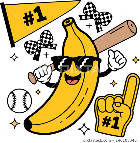 Cool Banana Champion Sports Cartoon Illustration Cool Banana Champion Sports Cartoon Illustration 140105346
