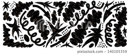 Cutout abstract organic shape with irregular blobs, star and arrow figure. Abstract freeform cutout with grunge blobs and uneven shape for kid scrapbook. Vector ink or marker textured set isolated Cutout abstract organic shape with irregular blobs, star and arrow figure. Abstract freeform cutout with grunge blobs and uneven shape for kid scrapbook. Vector ink or marker textured set isolated 140105359
