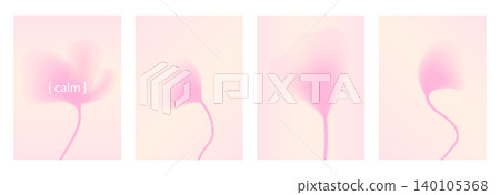 Blur pink gentle flower set in soft gradient for poster card. Floral gentle blooms with delicate pastel gradation and dreamy tulip. Template vector illustration with blur and botanical y2k plans haze Blur pink gentle flower set in soft gradient for poster card. Floral gentle blooms with delicate pastel gradation and dreamy tulip. Template vector illustration with blur and botanical y2k plans haze 140105368