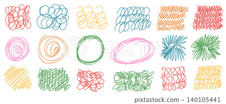 Kids messy naive pen scribbles for text highlights. Hand-drawn circles, scratches, squiggle. Abstract geometric doodles, naive rounds set. Vector handmade irregular oval, crosshatching forms isolated Kids messy naive pen scribbles for text highlights. Hand-drawn circles, scratches, squiggle. Abstract geometric doodles, naive rounds set. Vector handmade irregular oval, crosshatching forms isolated 140105441