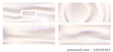 Luxury gradient backdrop set with nacre silk waves for cosmetic presentation and beauty banner. Cream beige pearl gradient on satin gold sheen. Vector gradation backgrounds in nude tones isolated Luxury gradient backdrop set with nacre silk waves for cosmetic presentation and beauty banner. Cream beige pearl gradient on satin gold sheen. Vector gradation backgrounds in nude tones isolated 140105465