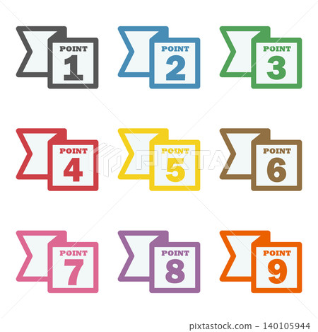 絲帶插圖素材:要點、重要、檢查、注意、警告、數字 絲帶插圖素材:要點、重要、檢查、注意、警告、數字 140105944