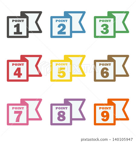 Ribbon illustration materials: Points, Important, Check, Attention, Caution, Numbers 140105947