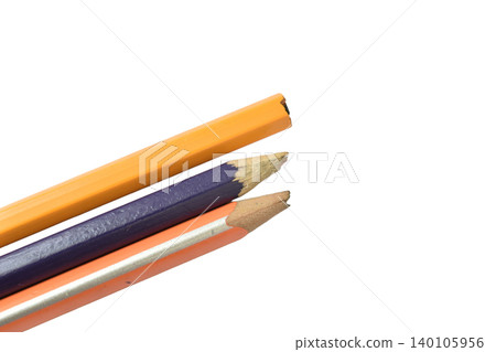 Wooden colored pencils with broken leads Wooden colored pencils with broken leads 140105956