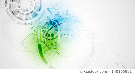 Abstract vector background with dynamic circles and geometric shapes. Technology concept template. Abstract vector background with dynamic circles and geometric shapes. Technology concept template. 140105991