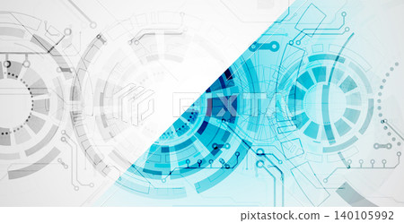 Abstract vector background with dynamic circles and geometric shapes. Technology concept template. 140105992