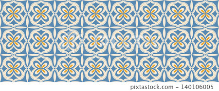 Floral medallion pattern in Mediterranean tile style with geometric ornament Floral medallion pattern in Mediterranean tile style with geometric ornament 140106005