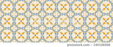 Lemon tile pattern with citrus motifs in Mediterranean ornamental style Lemon tile pattern with citrus motifs in Mediterranean ornamental style 140106006