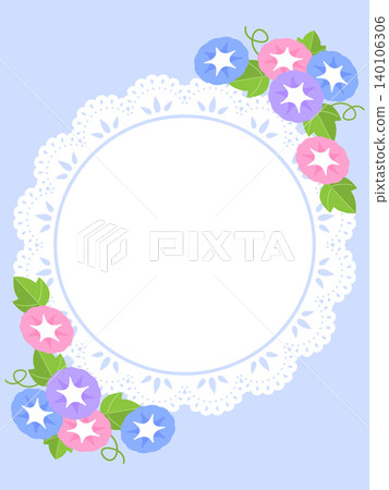 牽牛花和蕾絲背景（直式版） 140106306