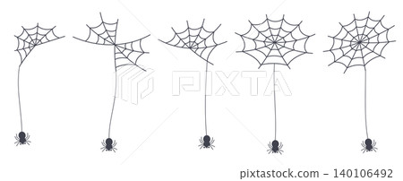 Spider and spiderweb illustration set Spider and spiderweb illustration set 140106492