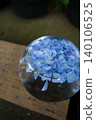 Blue hydrangeas floating in a glass bowl and the scenery of the rainy season. 140106525