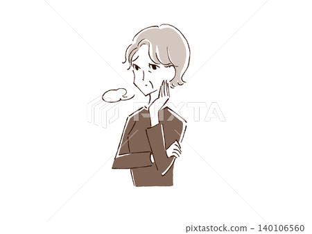 一位神情沮喪的老婦人的插圖 140106560