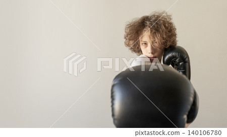 Moody Athletic Portrait of Gen Z Boxer 140106780
