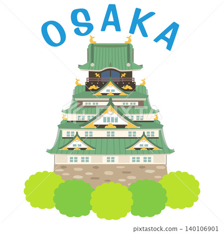 大阪城,大阪,旅遊景點插畫素材 大阪城,大阪,旅遊景點插畫素材 140106901