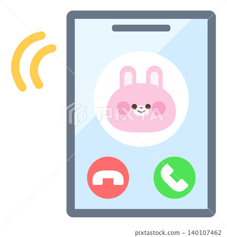 一隻可愛的兔子正在打電話給我。 140107462