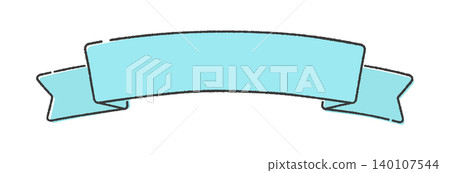 Light blue folded decorative ribbon - Simple and cute hand-drawn illustration material for text frames and heading banners Light blue folded decorative ribbon - Simple and cute hand-drawn illustration material for text frames and heading banners 140107544