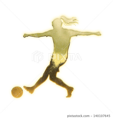 Golden female football player, Alpha Channel Golden female football player, Alpha Channel 140107645