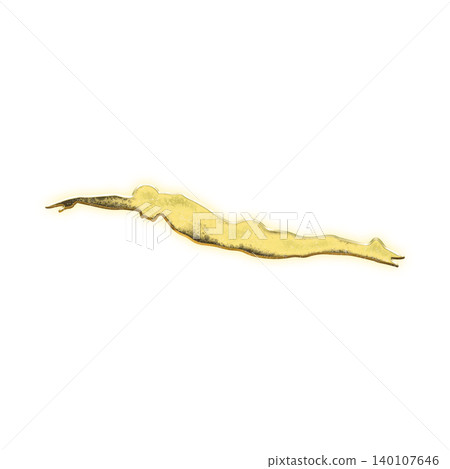 Golden male swimmer, Alpha Channel 140107646