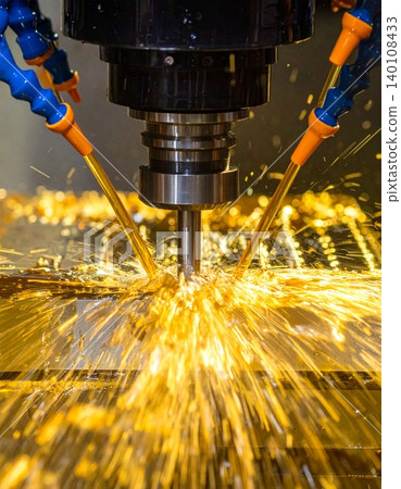 CNC milling machine work and Coolant and lubrication in metalwork industry CNC milling machine work and Coolant and lubrication in metalwork industry 140108433