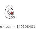 A cute illustration of a polar bear carrying a watermelon to deliver a summer greeting card. 140108481