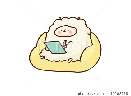 A sheep sitting on a sofa with a binder and pen, listening to a conversation (psychological counseling/active listening) A sheep sitting on a sofa with a binder and pen, listening to a conversation (psychological counseling/active listening) 140108588