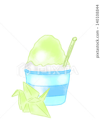 Shaved ice with an origami crane 140108844