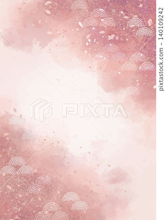 Japanese-style watercolor gold leaf background: Elegant vector material with a wave pattern and washi paper texture, suitable for banners, advertisements, and New Year's cards. 140109242