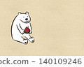 Summer greeting card with a Japanese paper background featuring a hand-drawn illustration of a polar bear and a watermelon. 140109246