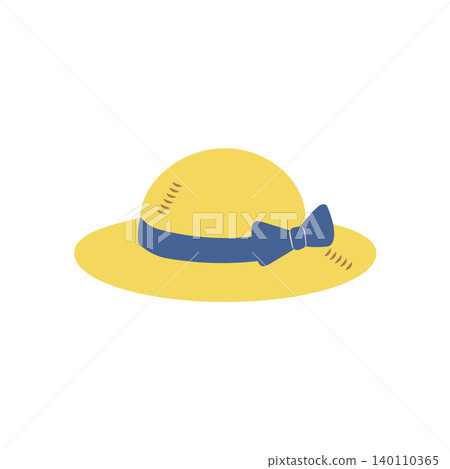 Flat illustration of a straw hat with a ribbon - simple, summery material Flat illustration of a straw hat with a ribbon - simple, summery material 140110365