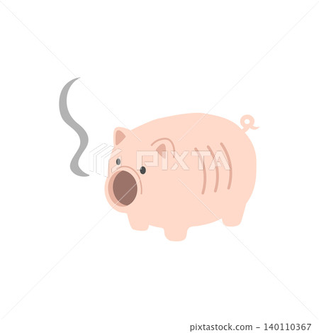 簡潔可愛的豬形蚊香架扁平插畫。非常適合夏天使用。 簡潔可愛的豬形蚊香架扁平插畫。非常適合夏天使用。 140110367