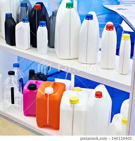 Plastic cans at store exhibition 140110405
